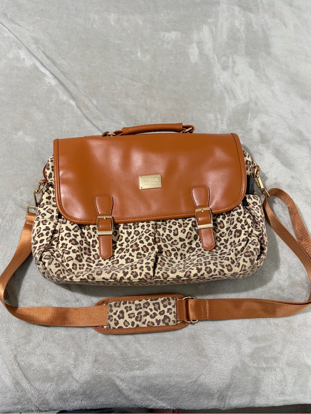 LOVENLOOK Leopard Print Multi-Compartment Messenger Shoulder Bag